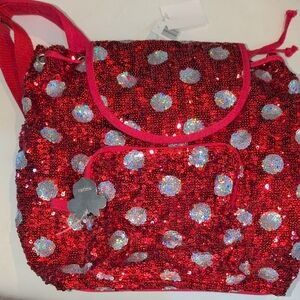 Disney Red and Silver Sequin Backpack From A Disney World Circa 2015